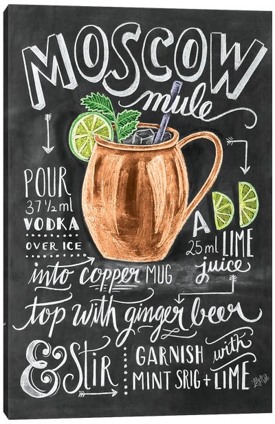 Moscow Mule Recipe Canvas Art Print - Cocktail & Mixed Drink Art