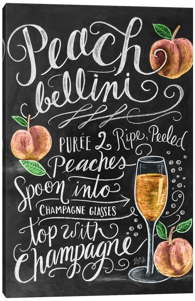 Peach Bellini Recipe Canvas Art Print - Cocktail & Mixed Drink Art