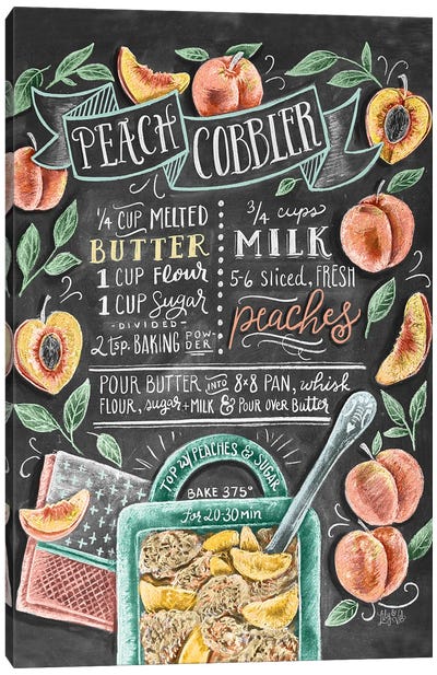 Peach Cobbler Recipe Canvas Art Print - Sweets & Dessert Art