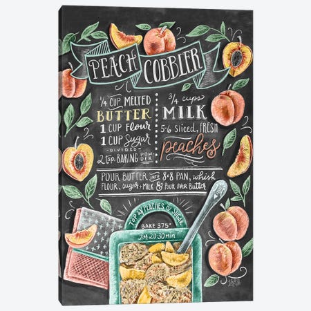 Peach Cobbler Recipe Canvas Print #LLV164} by Lily & Val Canvas Wall Art