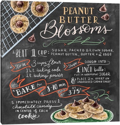 Peanutbutter Blossoms Recipe Canvas Art Print - Sweets & Dessert Art