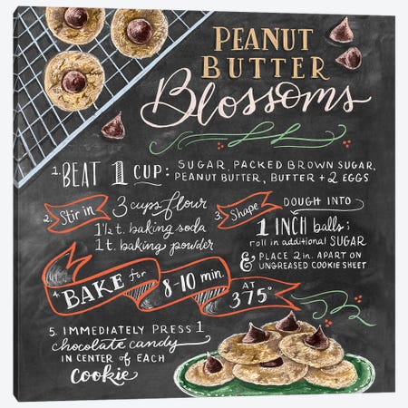 Peanutbutter Blossoms Recipe Canvas Print #LLV165} by Lily & Val Canvas Artwork