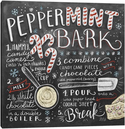 Peppermint Bark Recipe Canvas Art Print - Food & Drink Typography