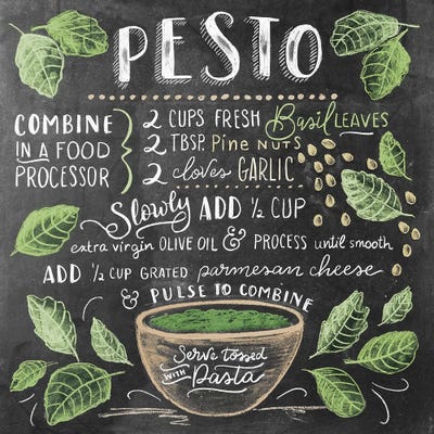 Pesto Recipe by Lily & Val framed canvas print