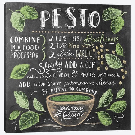 Pesto Recipe Canvas Print #LLV167} by Lily & Val Canvas Wall Art