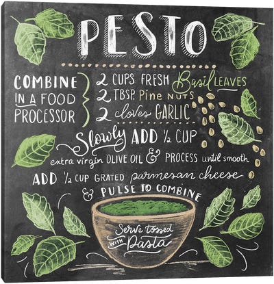 Pesto Recipe Canvas Art Print - Recipe Art