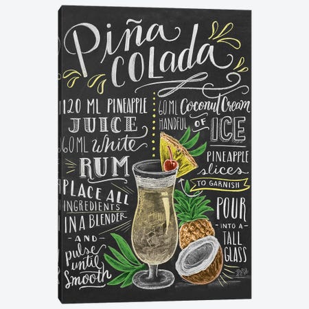 Pina Colada Recipe Canvas Print #LLV168} by Lily & Val Canvas Art Print