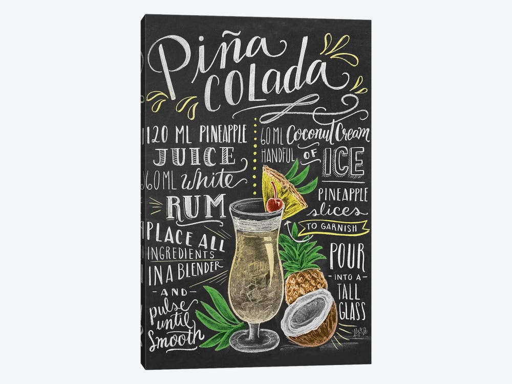 Pina Colada Recipe by Lily & Val 1-piece Canvas Print