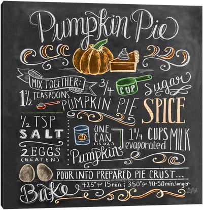 Pumpkin Pie Recipe Canvas Art Print - Pie Art