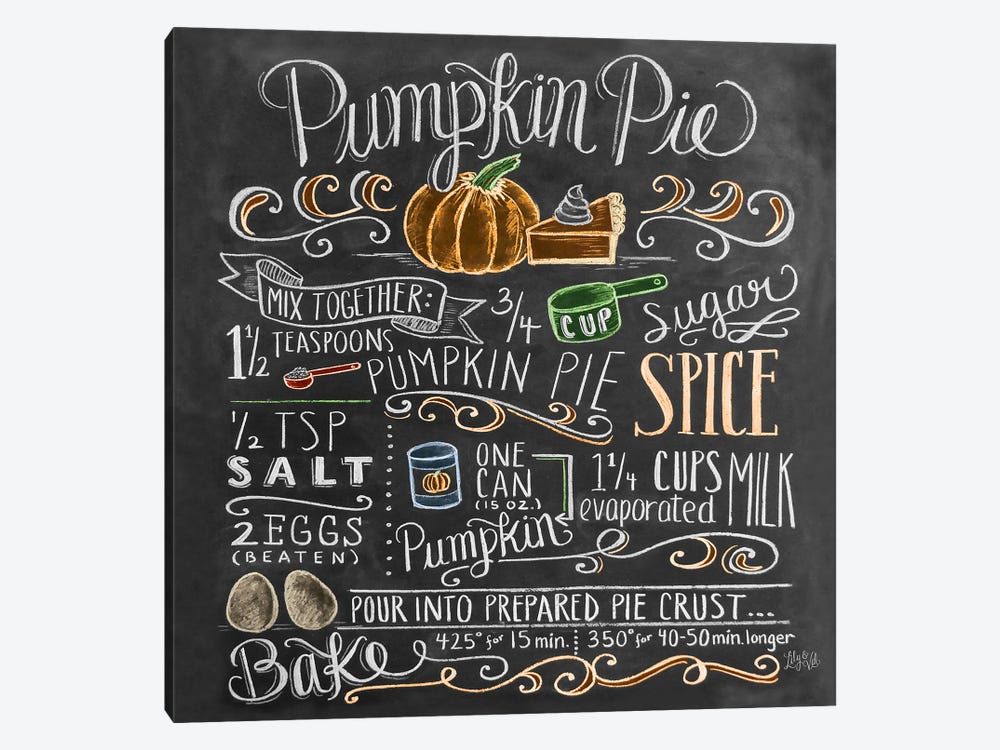 Pumpkin Pie Recipe by Lily & Val 1-piece Art Print