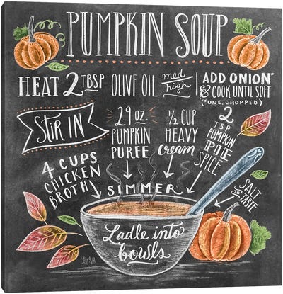 Pumpkin Soup Recipe Canvas Art Print - Soup Art