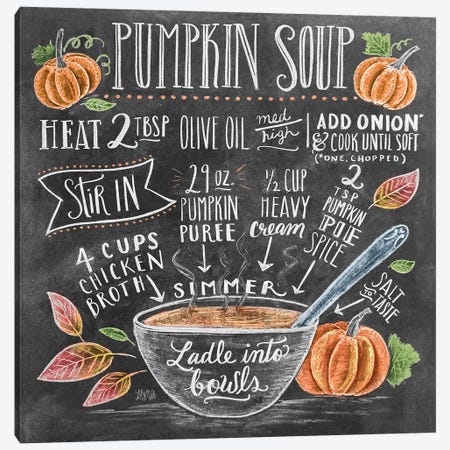 Pumpkin Soup Recipe Canvas Print #LLV176} by Lily & Val Art Print