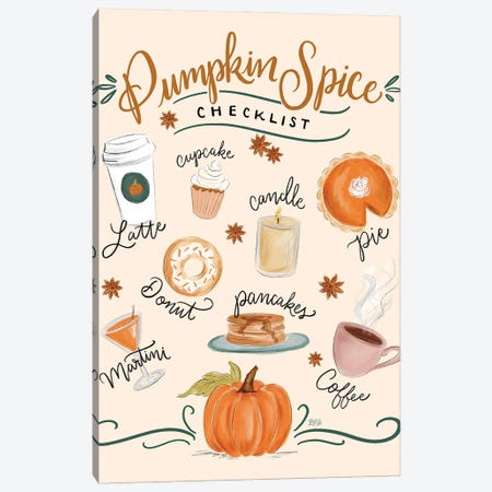Pumpkin Spice Checklist Canvas Print #LLV177} by Lily & Val Canvas Art Print