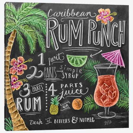 Rum Punch Recipe Canvas Print #LLV178} by Lily & Val Canvas Artwork