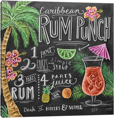 Rum Punch Recipe Canvas Art Print - Bar Art