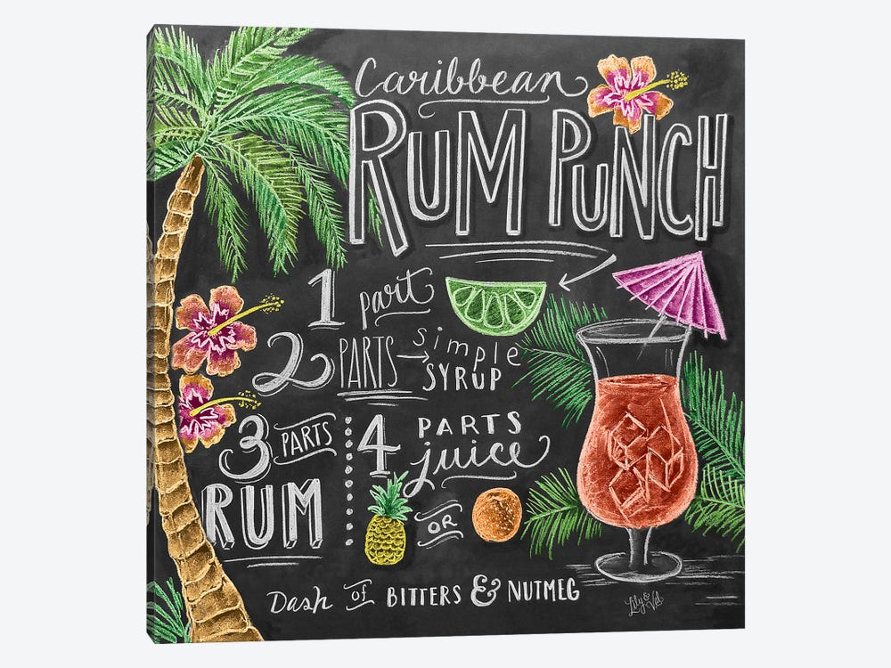 Rum Punch Recipe by Lily & Val 1-piece Canvas Art