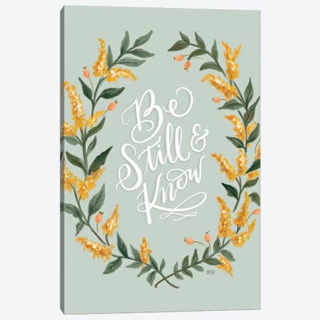 Be Still And Know - Green Canvas Print #LLV17} by Lily & Val Canvas Wall Art