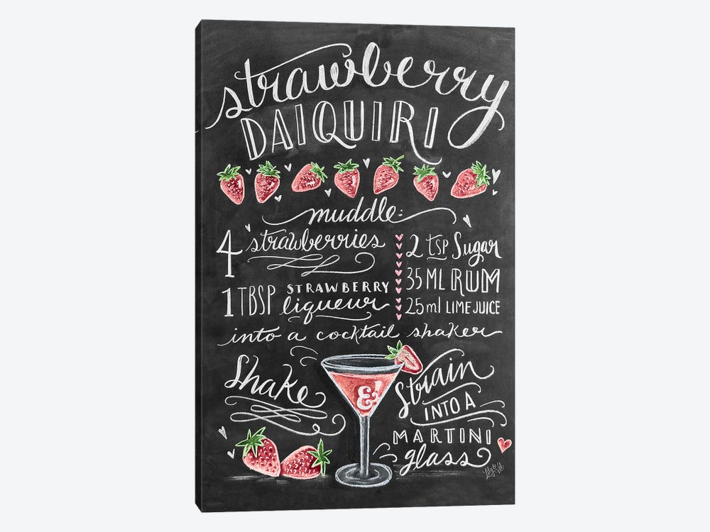 Strawberry Daiquiri Recipe by Lily & Val 1-piece Canvas Wall Art