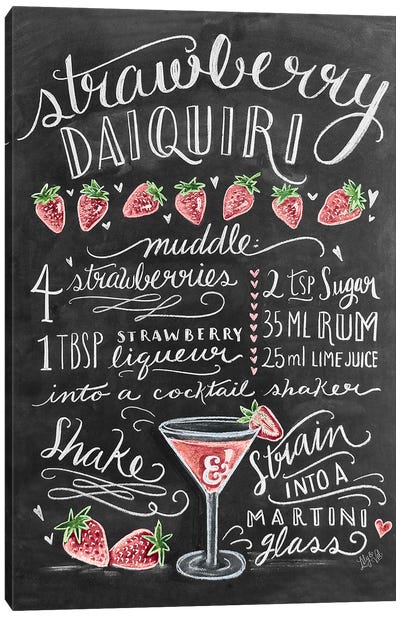 Strawberry Daiquiri Recipe Canvas Art Print - Cocktail & Mixed Drink Art