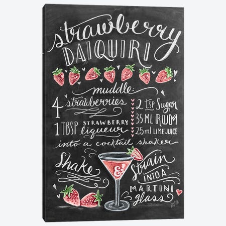 Strawberry Daiquiri Recipe Canvas Print #LLV187} by Lily & Val Canvas Artwork