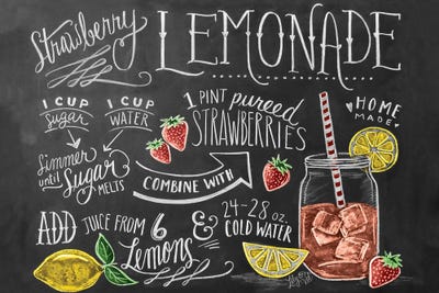 Strawberry Lemonade Recipe Canvas Art by Lily & Val | iCanvas