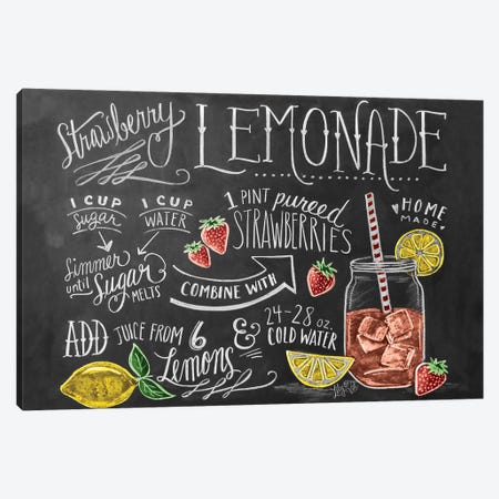 Strawberry Lemonade Recipe Canvas Print #LLV188} by Lily & Val Art Print