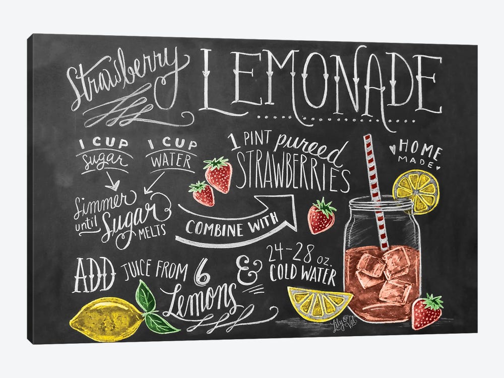 Strawberry Lemonade Recipe by Lily & Val 1-piece Canvas Print