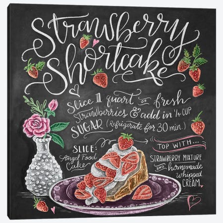 Strawberry Shortcake Recipe Canvas Print #LLV189} by Lily & Val Art Print