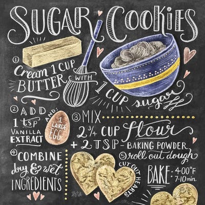 Sugar Cookies Recipe Art Print by Lily & Val | iCanvas