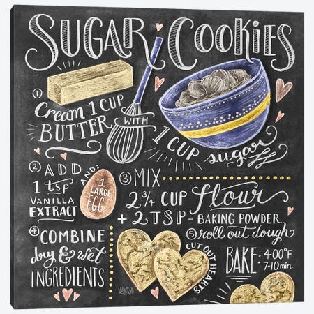 Sugar Cookies Recipe Canvas Print #LLV193} by Lily & Val Canvas Wall Art