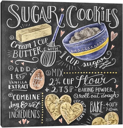 Sugar Cookies Recipe Canvas Art Print - Coffee Shop & Cafe