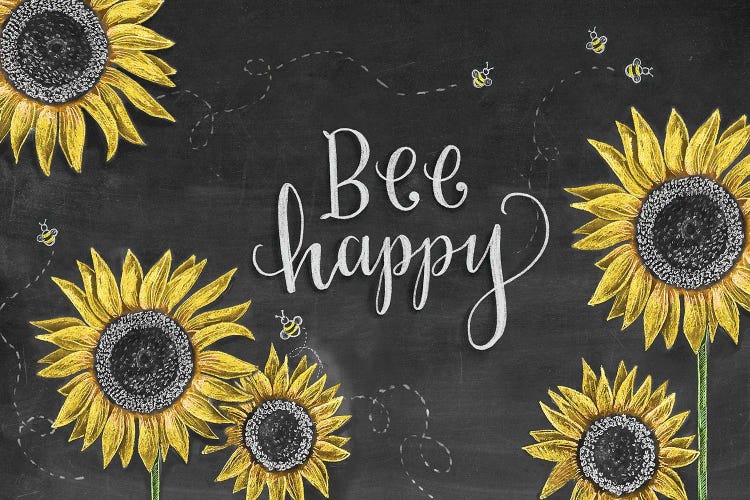 Download Sunflower Bee Happy Canvas Print By Lily Val Icanvas