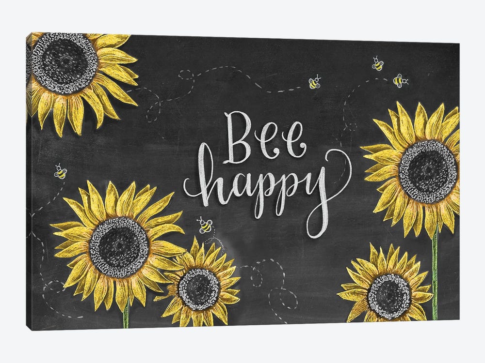 Sunflower Bee Happy by Lily & Val 1-piece Canvas Art