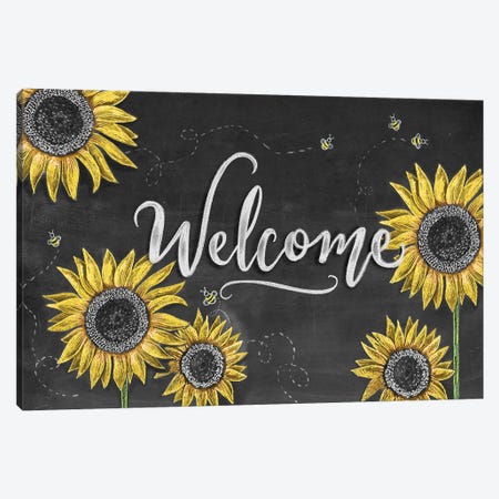 Sunflower Welcome Canvas Print #LLV195} by Lily & Val Art Print