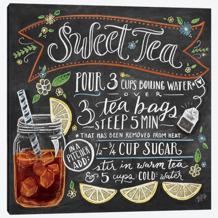 Sweet Tea Recipe Canvas Print #LLV198} by Lily & Val Canvas Artwork