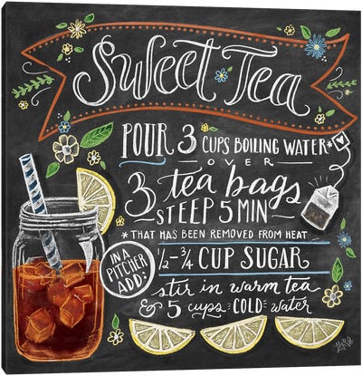 Sweet Tea Recipe Canvas Art Print - Farmhouse Kitchen Art