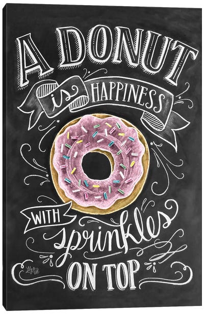 A Donut Is Happiness Canvas Art Print - Coffee Shop & Cafe