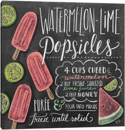 Watermelon Popsicles Recipe Canvas Art Print - Melon Art