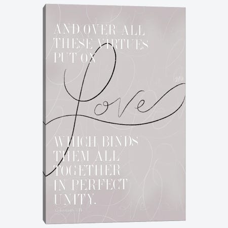 Wedding Quote - Put On Love Canvas Print #LLV211} by Lily & Val Canvas Print
