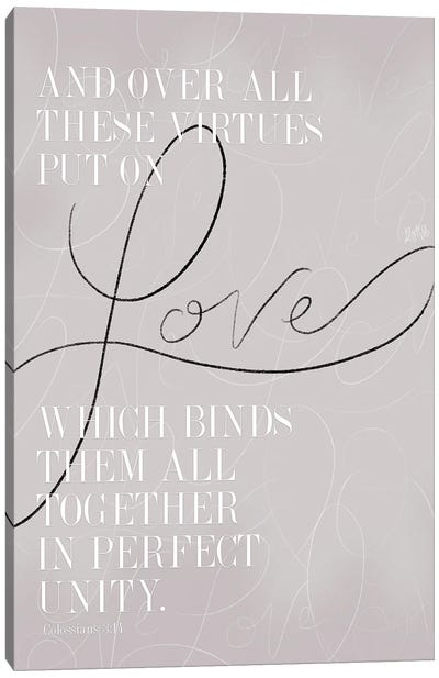 Wedding Quote - Put On Love Canvas Art Print - Lily & Val