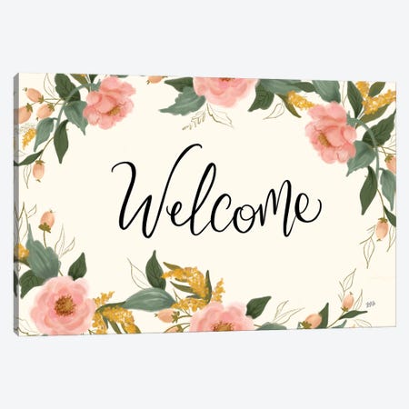 Welcome Florals Canvas Print #LLV213} by Lily & Val Canvas Print