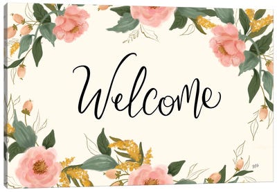 Welcome Florals Canvas Art Print - Lily & Val
