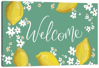 Welcome Lemon Canvas Art Print - Lemon & Lime Art