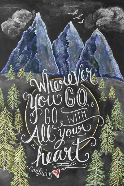 Wherever You Go Mountains by Lily & Val framed canvas print