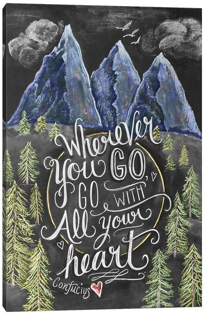 Wherever You Go Mountains Canvas Art Print - Adventure Art
