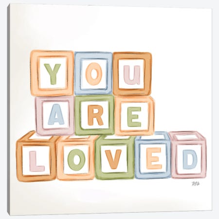 You Are Loved Blocks Canvas Print #LLV222} by Lily & Val Canvas Artwork
