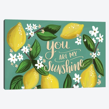 You Are My Sunshine Lemons Canvas Print #LLV223} by Lily & Val Canvas Wall Art