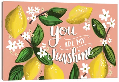 You Are My Sunshine Peach Lemons Canvas Art Print - Lily & Val