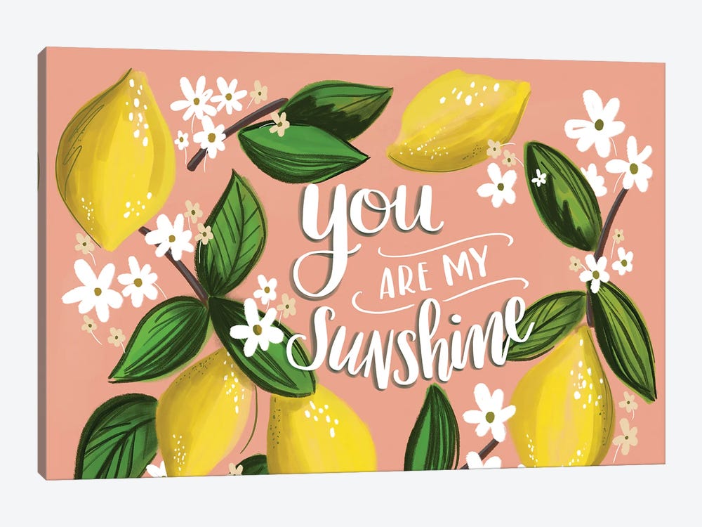 You Are My Sunshine Peach Lemons by Lily & Val 1-piece Canvas Art Print