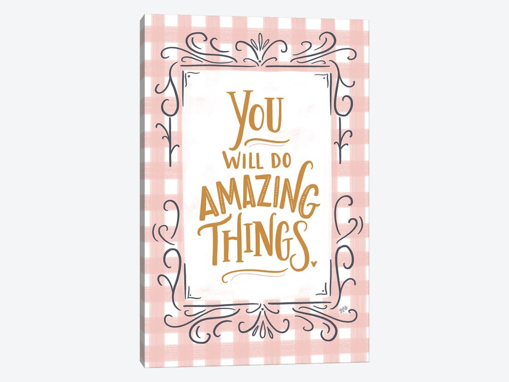 You Will Do Amazing Things - Pink Plaid by Lily & Val 1-piece Canvas Art Print